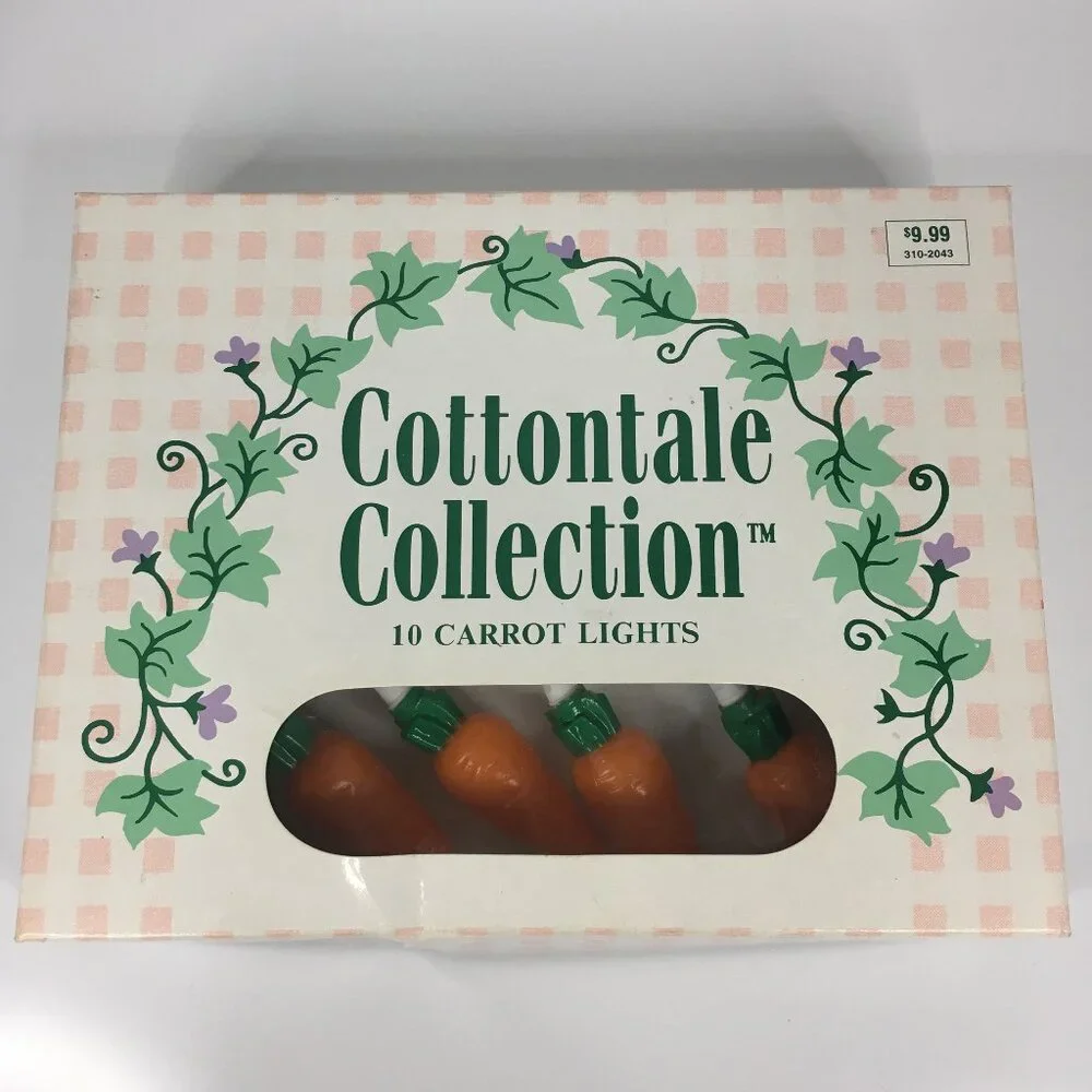 New Cottontale Collection 10 Carrot Lights String Easter Spring Decor Vintage